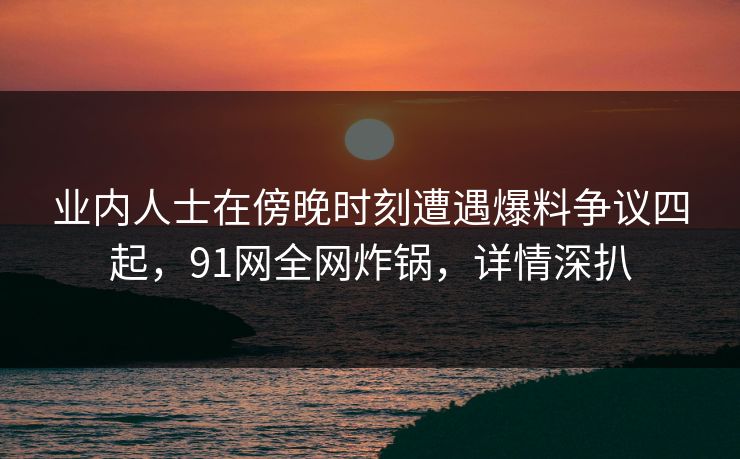 业内人士在傍晚时刻遭遇爆料争议四起，91网全网炸锅，详情深扒