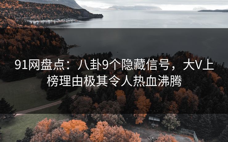 91网盘点：八卦9个隐藏信号，大V上榜理由极其令人热血沸腾