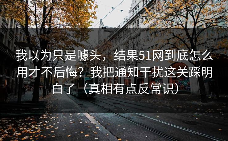 我以为只是噱头，结果51网到底怎么用才不后悔？我把通知干扰这关踩明白了（真相有点反常识）