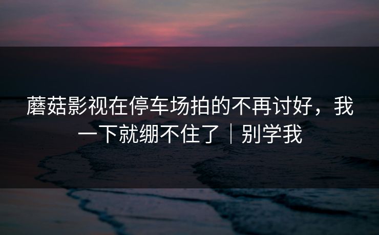 蘑菇影视在停车场拍的不再讨好，我一下就绷不住了｜别学我