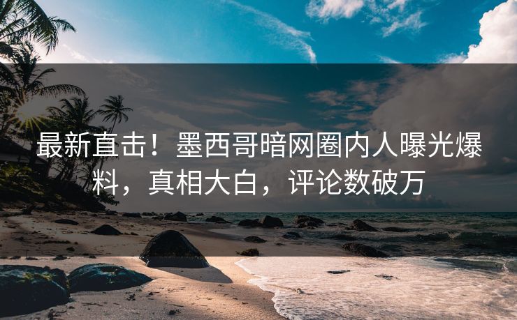 最新直击！墨西哥暗网圈内人曝光爆料，真相大白，评论数破万