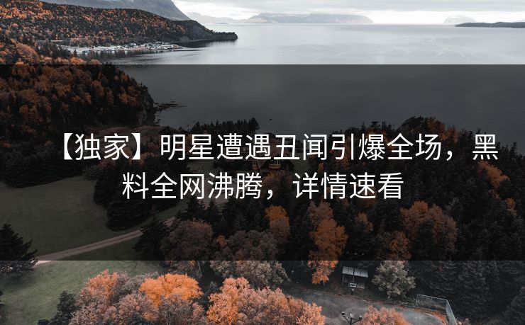 【独家】明星遭遇丑闻引爆全场，黑料全网沸腾，详情速看
