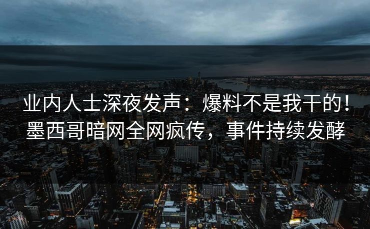 业内人士深夜发声：爆料不是我干的！墨西哥暗网全网疯传，事件持续发酵