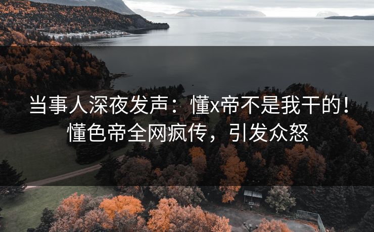 当事人深夜发声：懂x帝不是我干的！懂色帝全网疯传，引发众怒