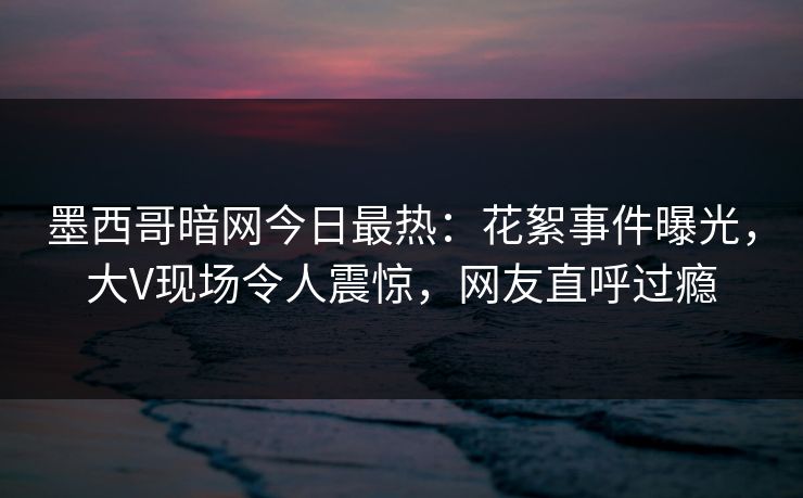 墨西哥暗网今日最热：花絮事件曝光，大V现场令人震惊，网友直呼过瘾