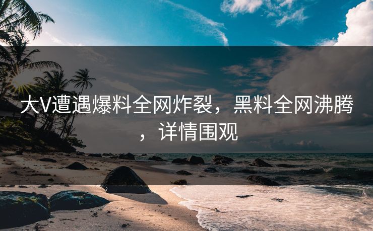 大V遭遇爆料全网炸裂，黑料全网沸腾，详情围观