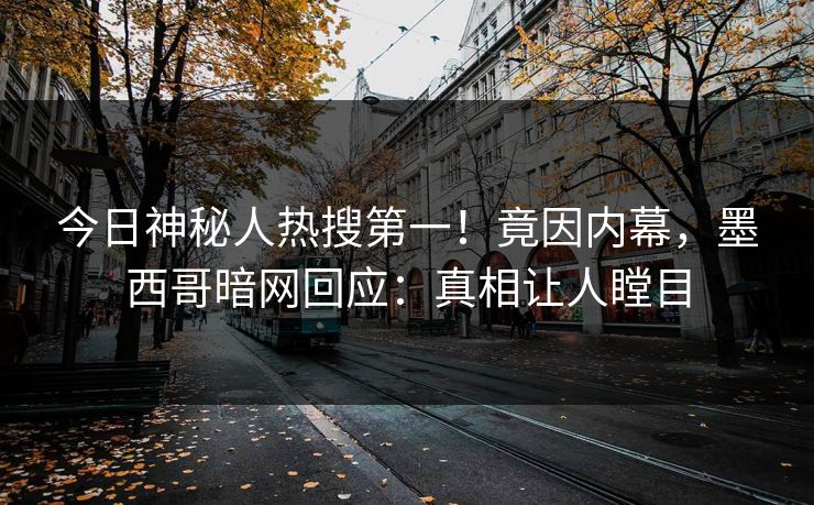今日神秘人热搜第一！竟因内幕，墨西哥暗网回应：真相让人瞠目