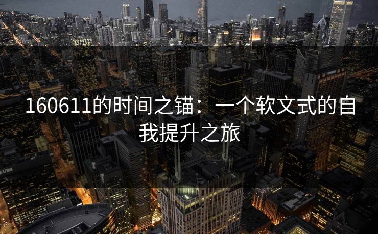 160611的时间之锚：一个软文式的自我提升之旅