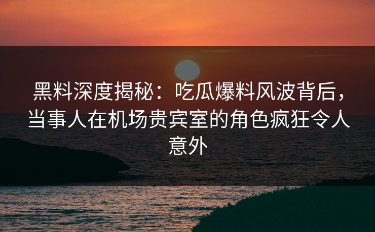 黑料深度揭秘：吃瓜爆料风波背后，当事人在机场贵宾室的角色疯狂令人意外